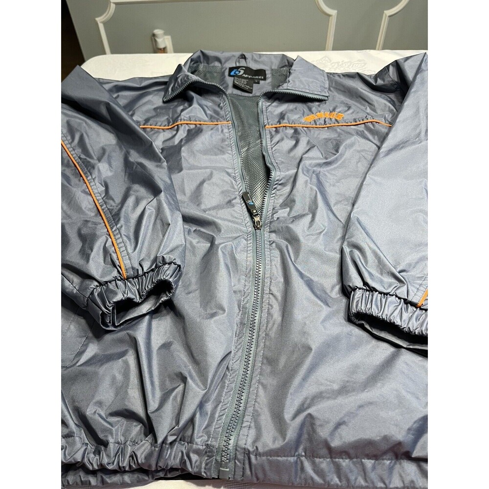 i5 Apparel “Venice” Jacket Coat Full Zip Windbreaker Gray w Orange Piping Sz L